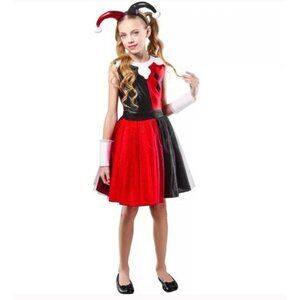 Rubies DC Harley Quinn Costume Dress Headband Cuffs Size Small 6 / Med 8
